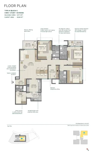 Grand Dale 3BHK Villa Floor Plan